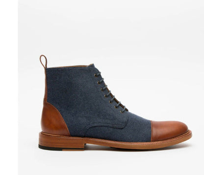 Round Toe Lace-up Low Boots
