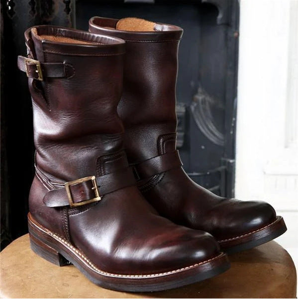 Low Heeled Autumn And Winter Round Toe Mid Tube Men&
