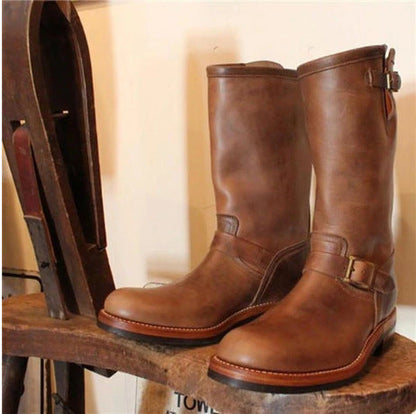 Low Heeled Autumn And Winter Round Toe Mid Tube Men&