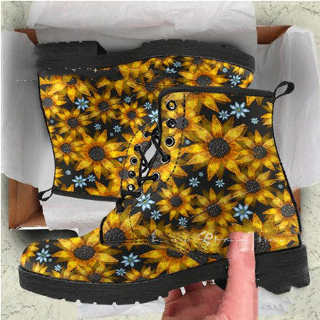 Casual Lace-Up High-Top Round Toe Martin Boots