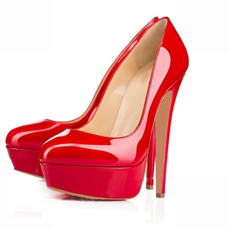 European And American Large Size High Heels Baotou Round Toe Women&