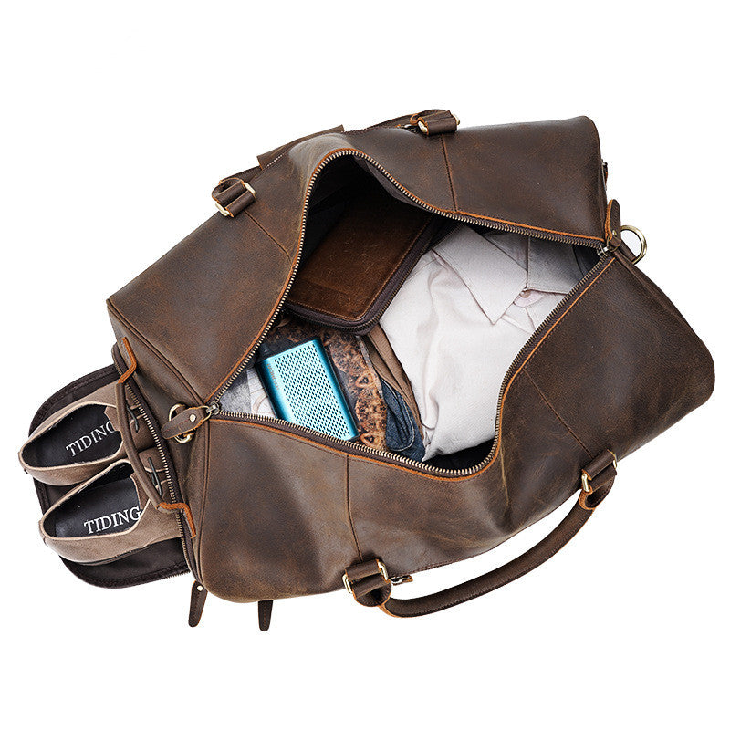 Retro Travel Bag Large Capacity Handbag Leather Men&