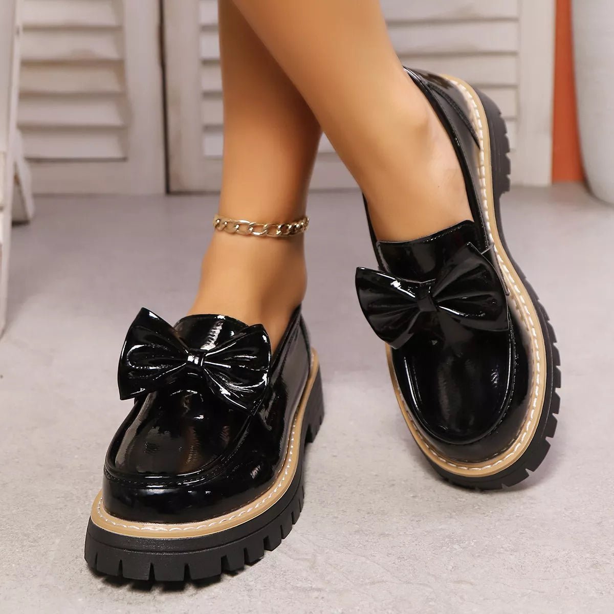Bow Decor Chunky Loafers - Loving It Shop