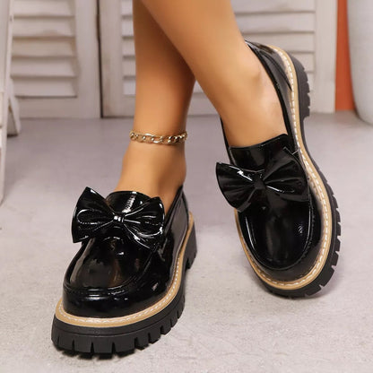 Bow Decor Chunky Loafers - Loving It Shop