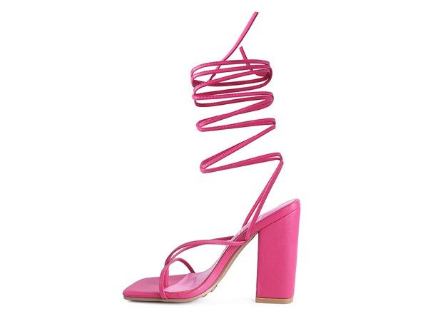POLE DANCE LACE UP BLOCK HEELED SANDAL - Loving It Shop