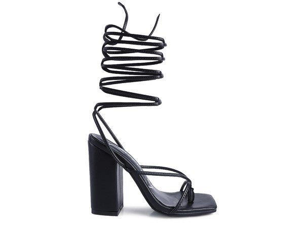 POLE DANCE LACE UP BLOCK HEELED SANDAL - Loving It Shop