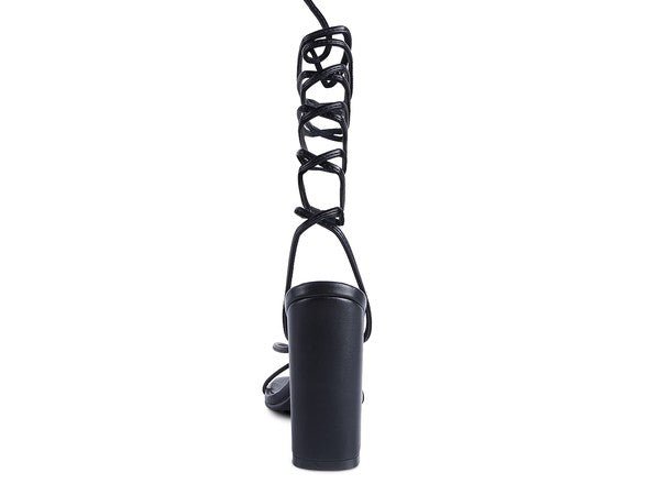 POLE DANCE LACE UP BLOCK HEELED SANDAL - Loving It Shop