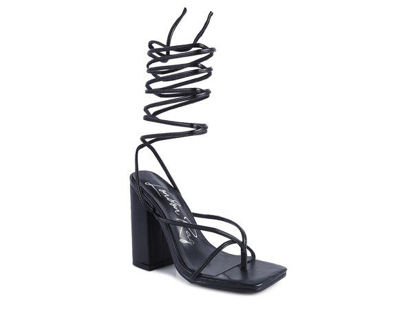 POLE DANCE LACE UP BLOCK HEELED SANDAL - Loving It Shop