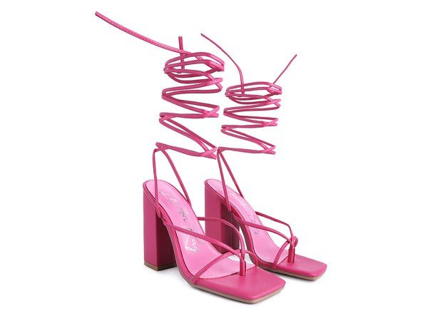 POLE DANCE LACE UP BLOCK HEELED SANDAL - Loving It Shop