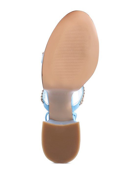 INDULGENCE Metal CHAIN LACE UP CHUNKY SANDALS - Loving It Shop