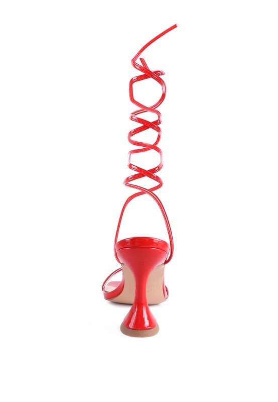BITEN BERRY SPOOL HEELED LACE UP SANDAL - Loving It Shop