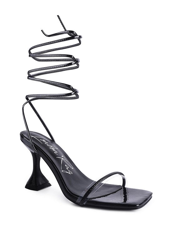 BITEN BERRY SPOOL HEELED LACE UP SANDAL - Loving It Shop