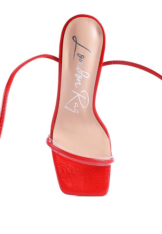 BITEN BERRY SPOOL HEELED LACE UP SANDAL - Loving It Shop