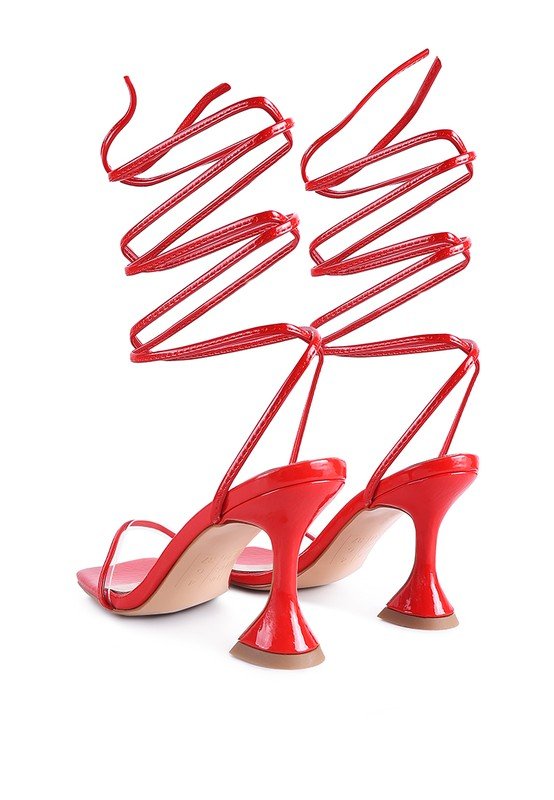 BITEN BERRY SPOOL HEELED LACE UP SANDAL - Loving It Shop