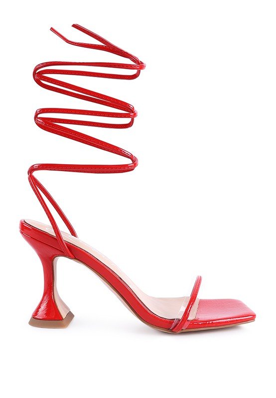 BITEN BERRY SPOOL HEELED LACE UP SANDAL - Loving It Shop