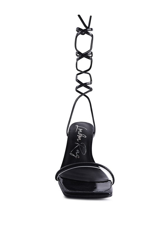 BITEN BERRY SPOOL HEELED LACE UP SANDAL - Loving It Shop