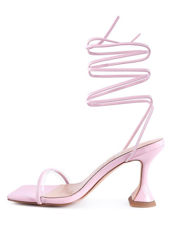 BITEN BERRY SPOOL HEELED LACE UP SANDAL - Loving It Shop
