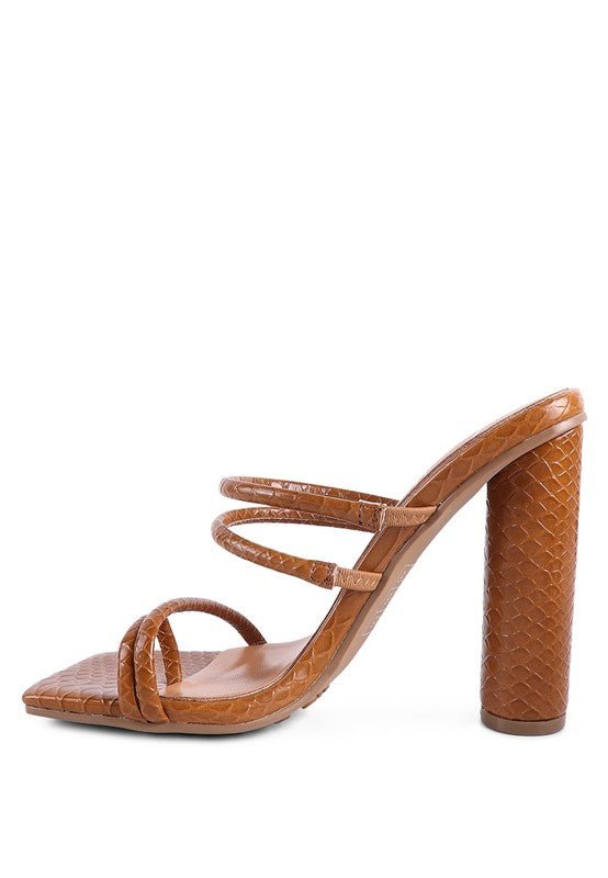 DANDELION HIGH BLOCK HEELED CROC SANDALS - Loving It Shop