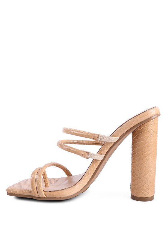 DANDELION HIGH BLOCK HEELED CROC SANDALS - Loving It Shop