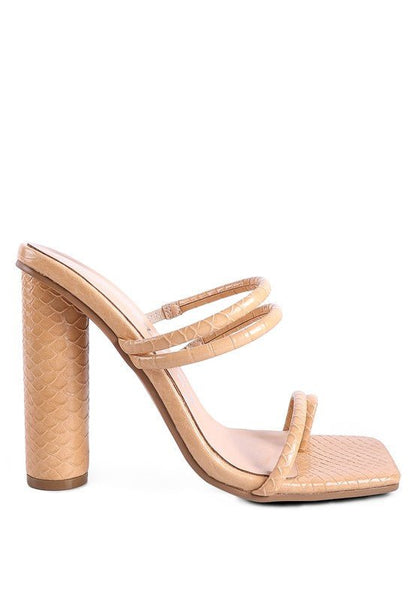 DANDELION HIGH BLOCK HEELED CROC SANDALS - Loving It Shop