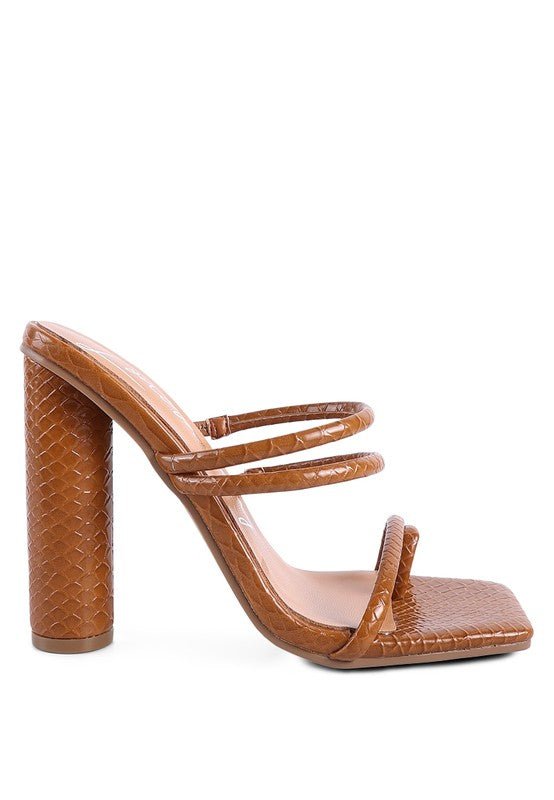 DANDELION HIGH BLOCK HEELED CROC SANDALS - Loving It Shop