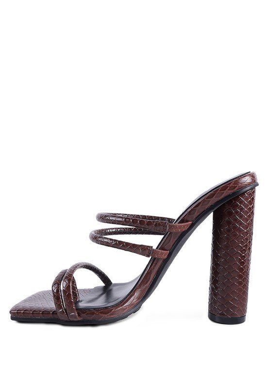DANDELION HIGH BLOCK HEELED CROC SANDALS - Loving It Shop
