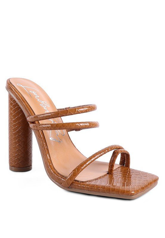DANDELION HIGH BLOCK HEELED CROC SANDALS - Loving It Shop