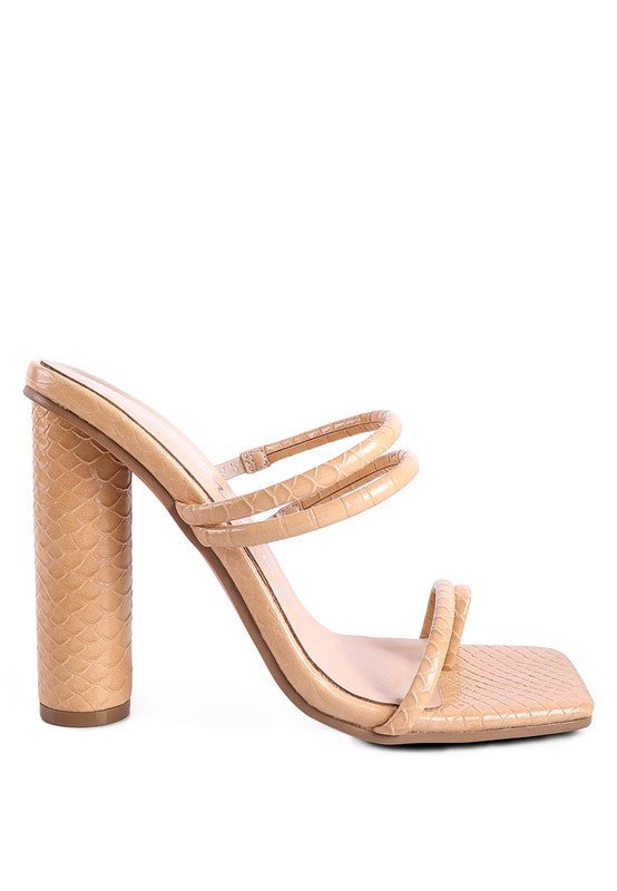 DANDELION HIGH BLOCK HEELED CROC SANDALS - Loving It Shop