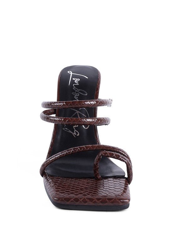 DANDELION HIGH BLOCK HEELED CROC SANDALS - Loving It Shop