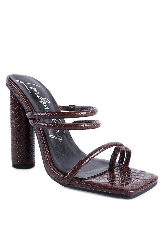 DANDELION HIGH BLOCK HEELED CROC SANDALS - Loving It Shop