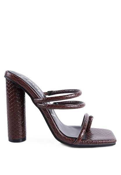 DANDELION HIGH BLOCK HEELED CROC SANDALS - Loving It Shop