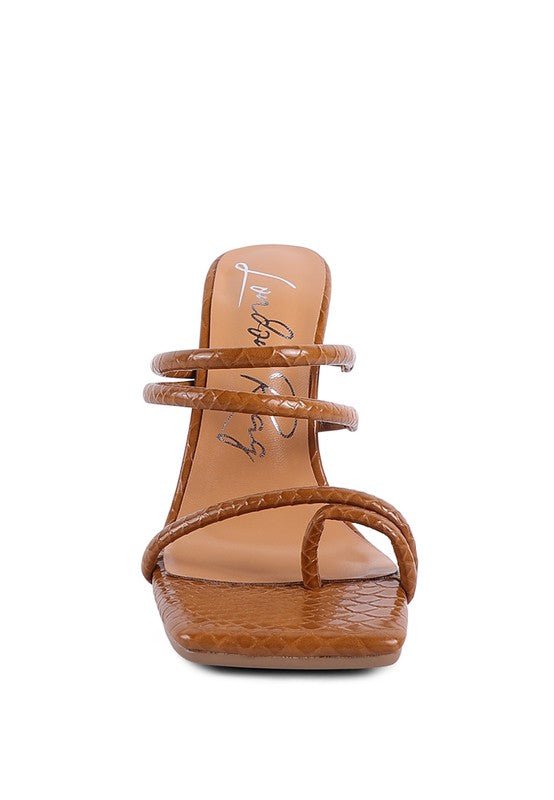 DANDELION HIGH BLOCK HEELED CROC SANDALS - Loving It Shop