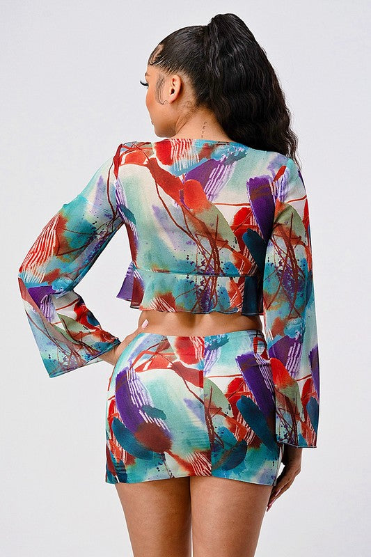 Color pallet ruffle lightweight two pcs set