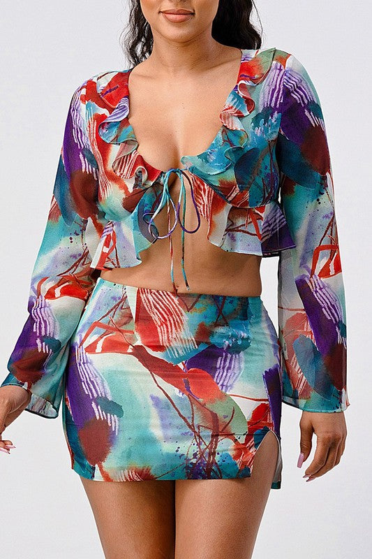 Color pallet ruffle lightweight two pcs set