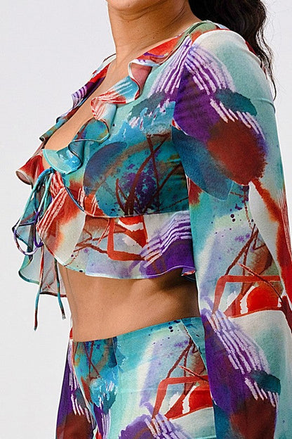 Color pallet ruffle lightweight two pcs set