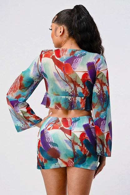 Color pallet ruffle lightweight two pcs set