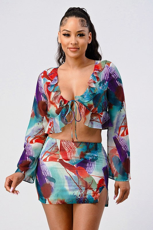 Color pallet ruffle lightweight two pcs set