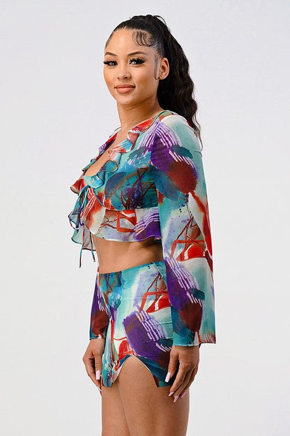Color pallet ruffle lightweight two pcs set