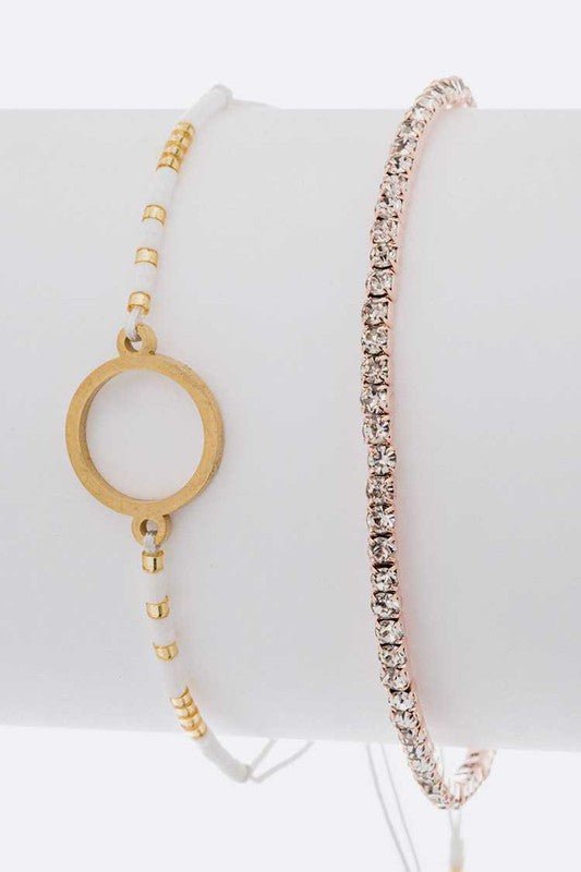 Seed Beads String Rhinestone Bracelet Set - Loving It Shop