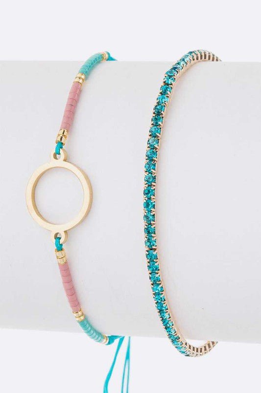 Seed Beads String Rhinestone Bracelet Set - Loving It Shop