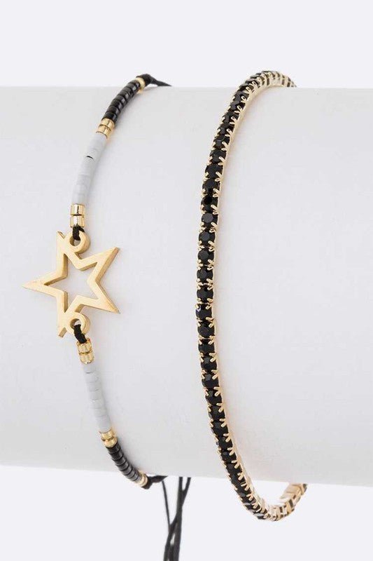 Star Charm String Rhinestone Bracelet Set - Loving It Shop