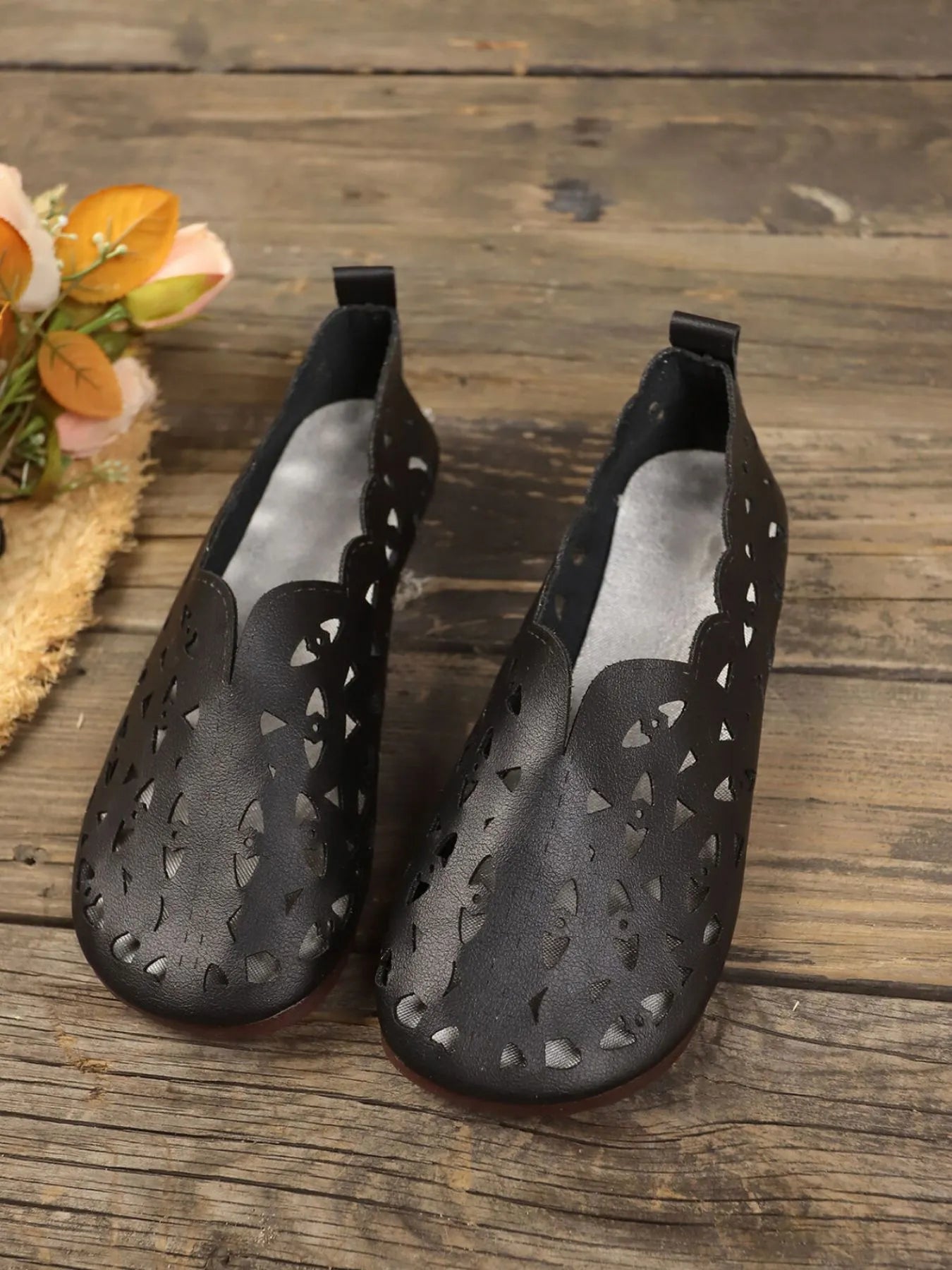 Perforated Leather Slip - On Loafers - Loving It Shop