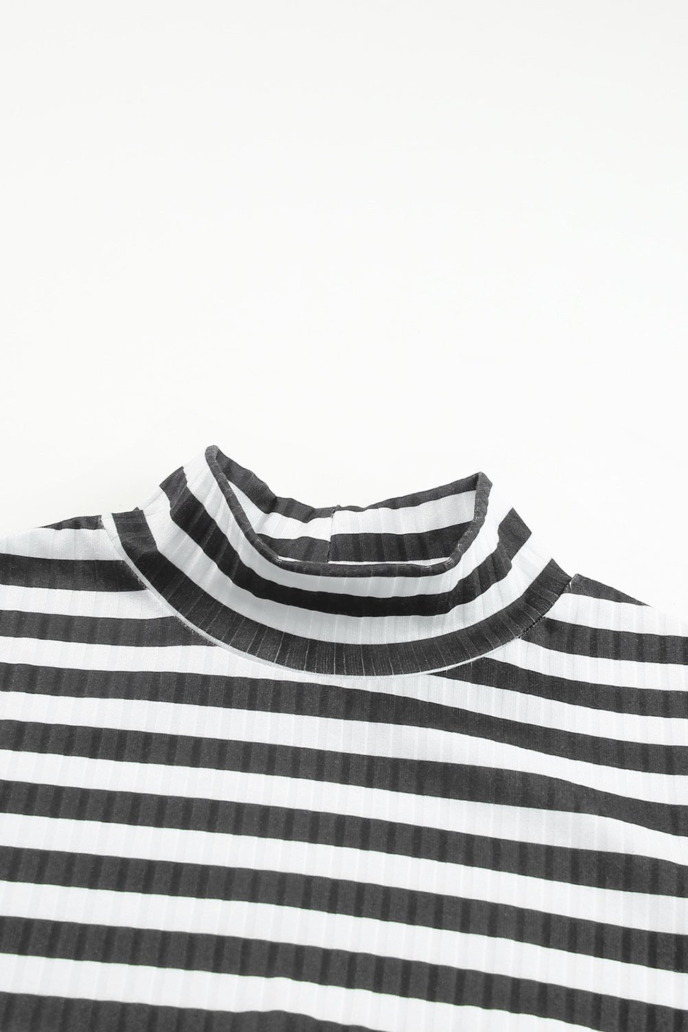 Black Striped Print Textured Knit Long Sleeve Tee - Loving It Shop
