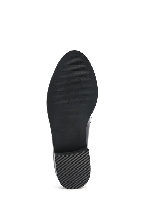 EMILIA Black Shine Forever Stud Penny Loafers - Loving It Shop