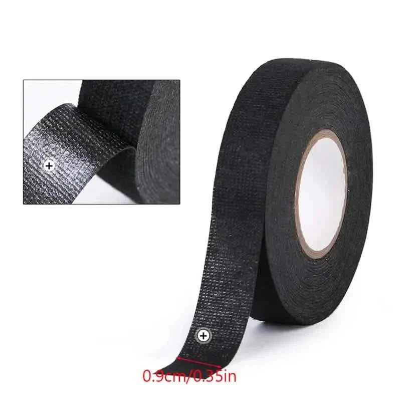 5-Meter Heat-Resistant Electrical Tape – Black Polyester for Car &amp; Cable Management
