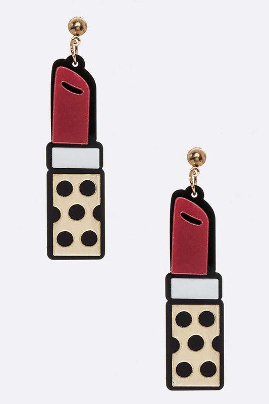 ACRYLIC LIPSTICK ICONIC EARRINGS - Loving It Shop