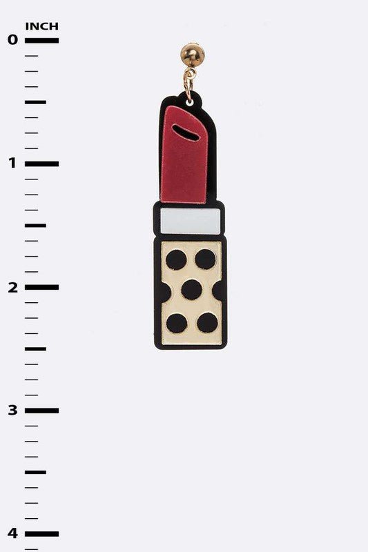 ACRYLIC LIPSTICK ICONIC EARRINGS - Loving It Shop