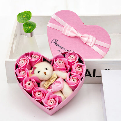 10 Soap Flower Rose Gift Box Bear Christmas Girlfriend Birthday Wedding Gift for Valentine&
