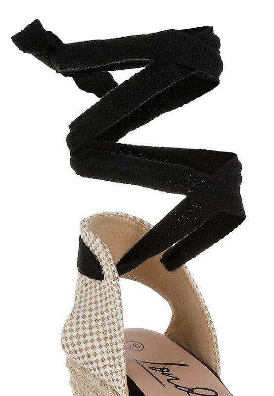 Sea Breeze Woven Lace - Up Espadrille Wedges - Loving It Shop