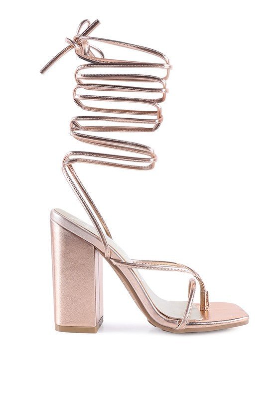 SHEWOLF LACE UP HIGH HEEL SANDALS - Loving It Shop